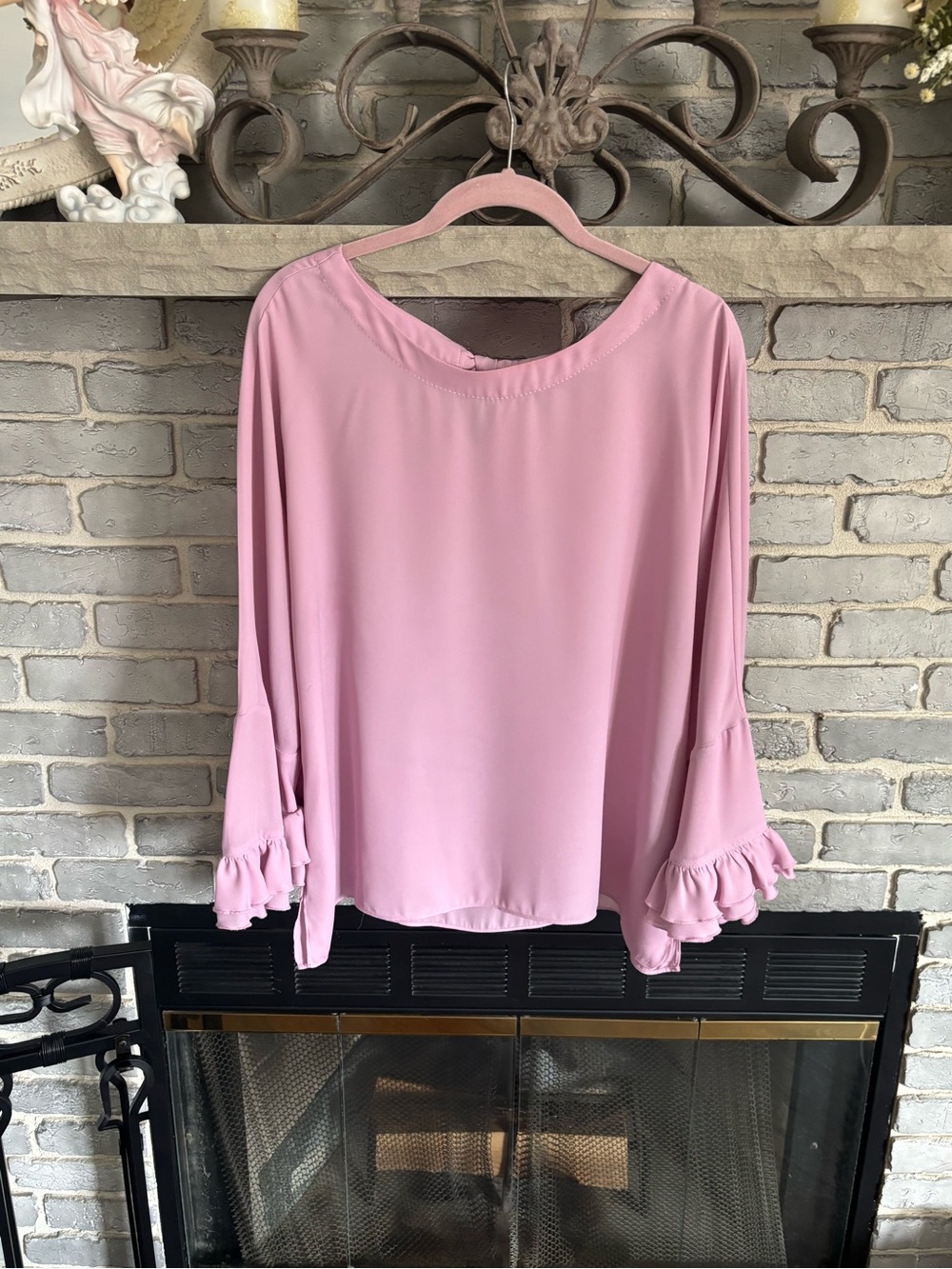 Women’s Pink Ruffle Sleeve Blouse